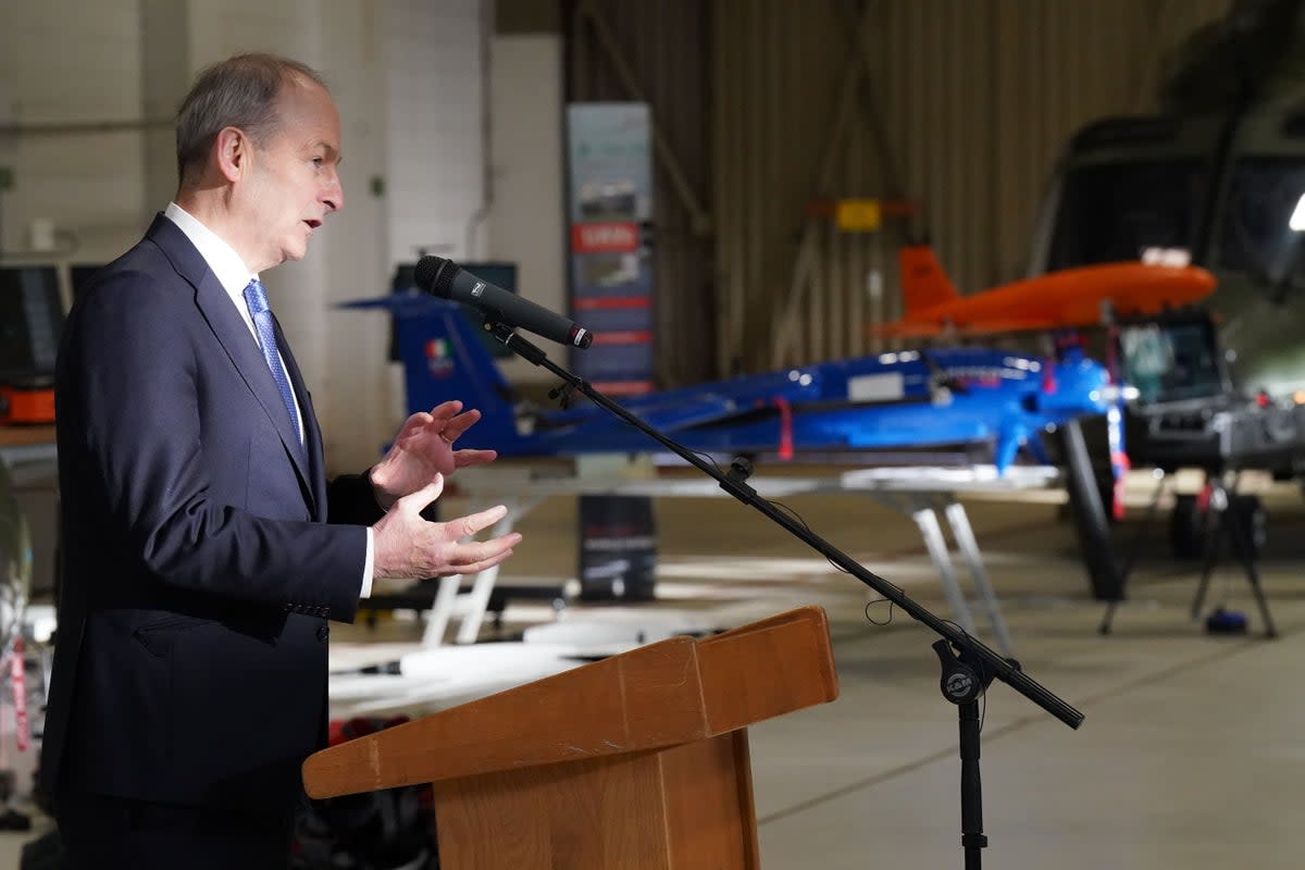 Tanaiste Micheal Martin announced the first Organisation Innovation Challenge winners at Casement Aerodrome near Dublin (Niall Carson/PA) (PA Wire)