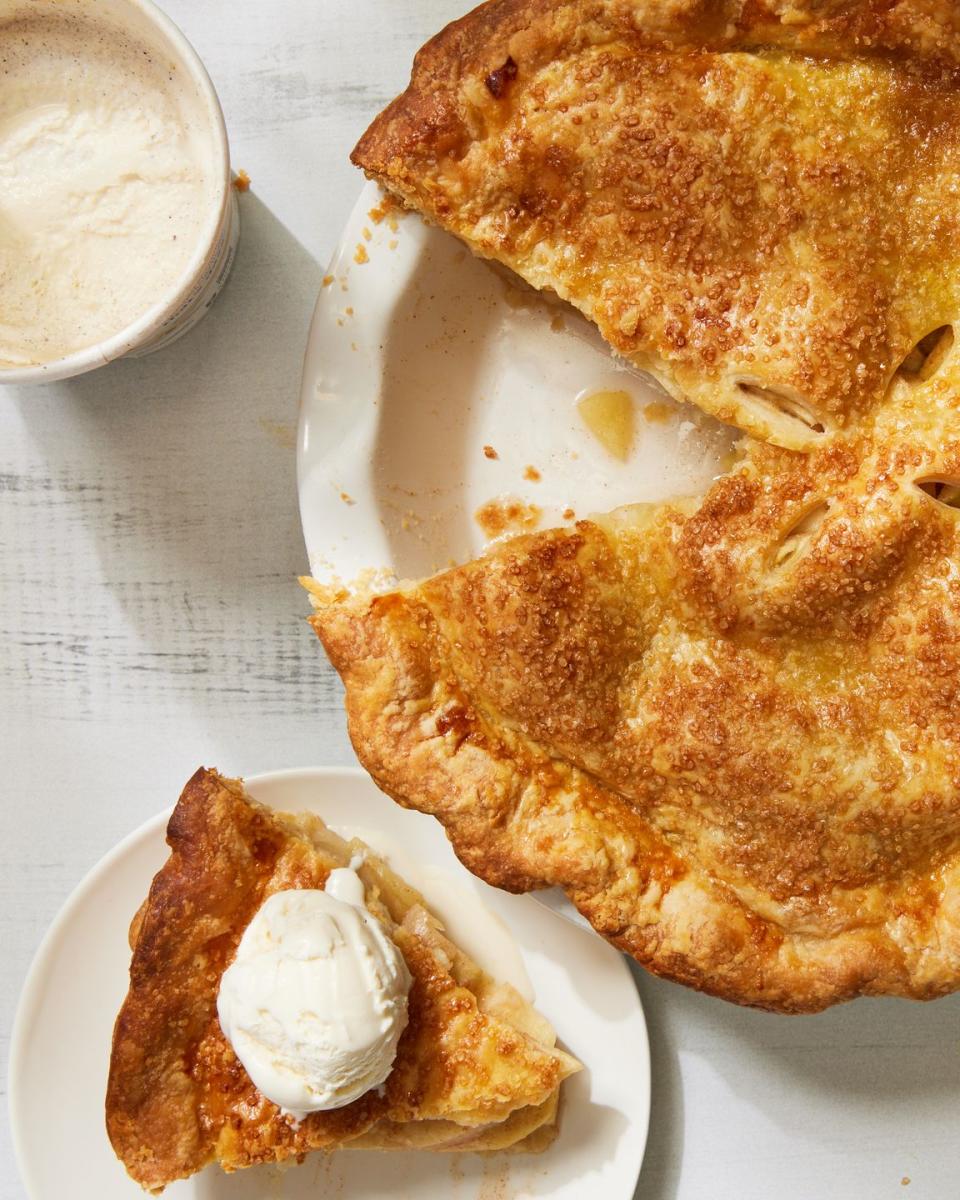 apple pie with a flaky homemade pie crust