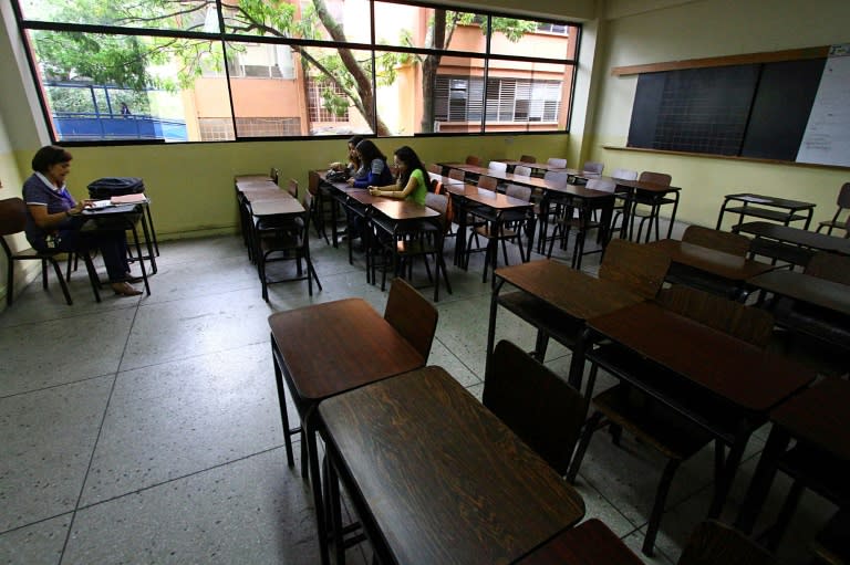 Students attend a class at the University of the Andes in San Cristobal, Tachira state on March 23, 2018