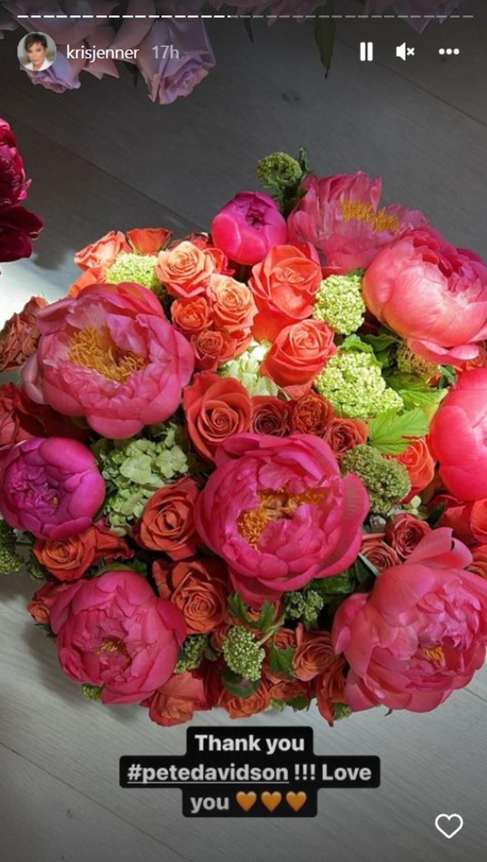 Kris Jenner thanks Pete Davidson for Mother’s Day flowers (KrisJenner/Instagram)