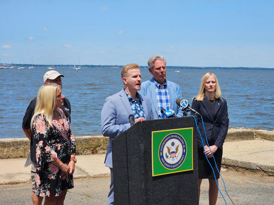 NJ Environmental Commissioner Shawn LaTourette discusses investigating the source of slag contamination along the bayfront in Keyport on Friday, July 26, 2024.