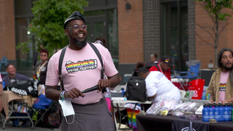 A Destination Tomorrow employee attends Bronx Pride Fest. / Credit: CBS News