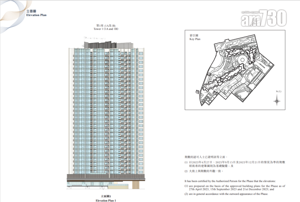 「Blue Coast」由兩座住宅大樓組成，細分A、B兩翼。