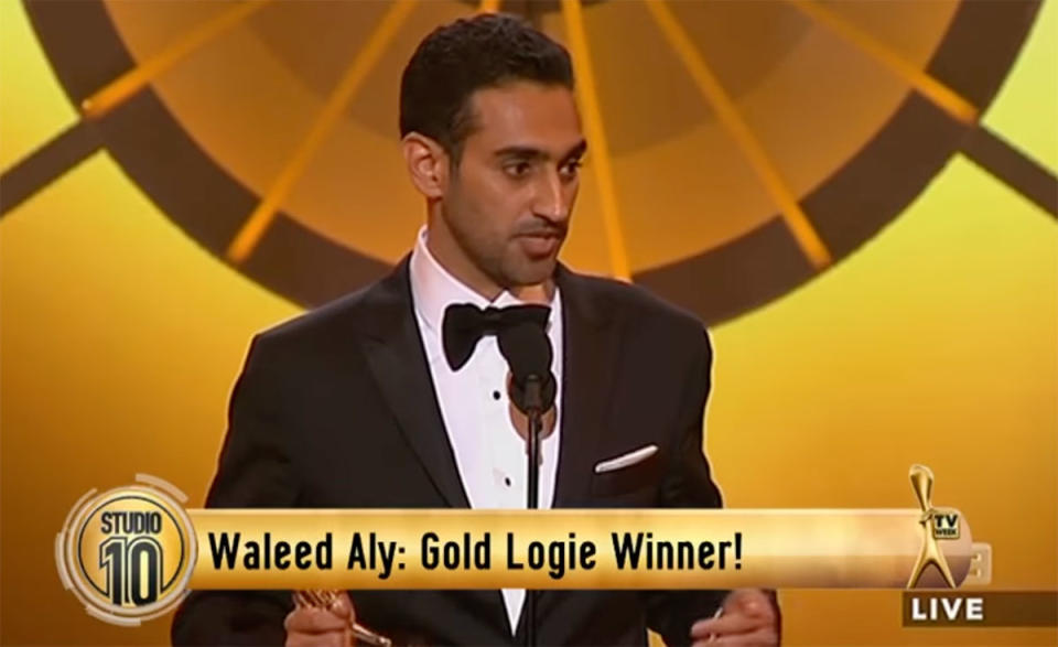 Waleed Aly during his Logies acceptance speech