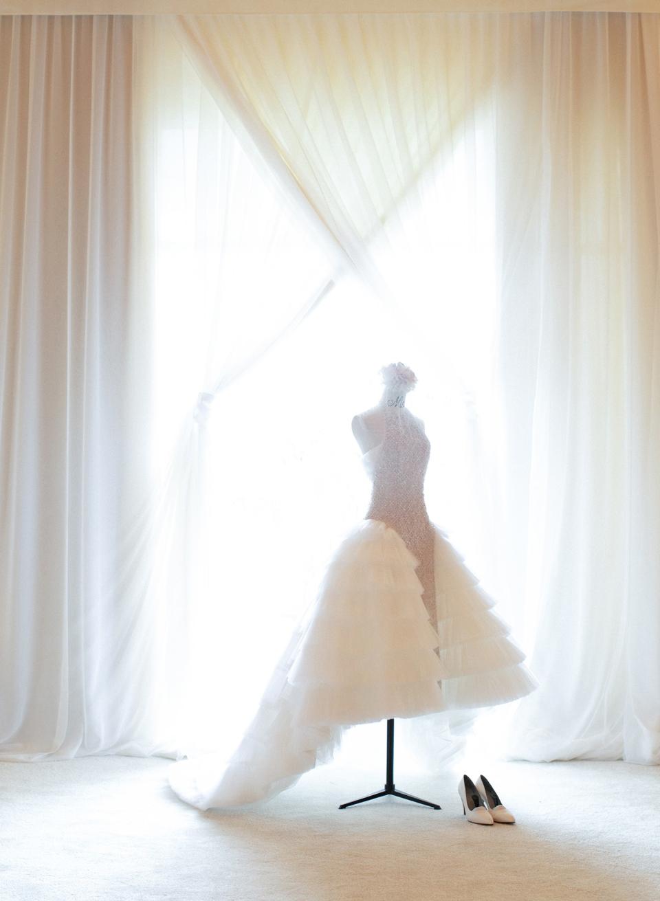 My Chanel haute couture wedding dress and shoes.