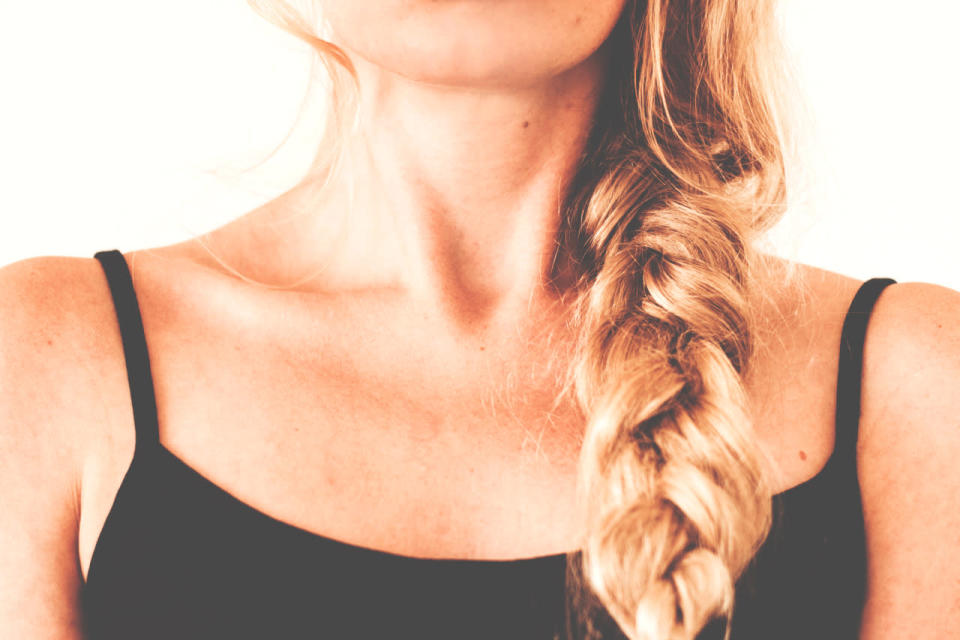 If you have long hair a preppy side plait is one way to keep your hair manageable and still looking chic.