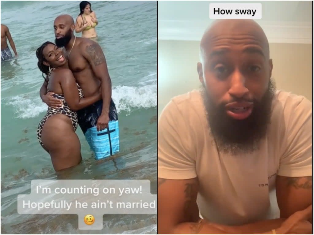 Woman discovers her mystery vacation man is married after TikTok users find her wife (TikTok/@micarenee @irontemple07)