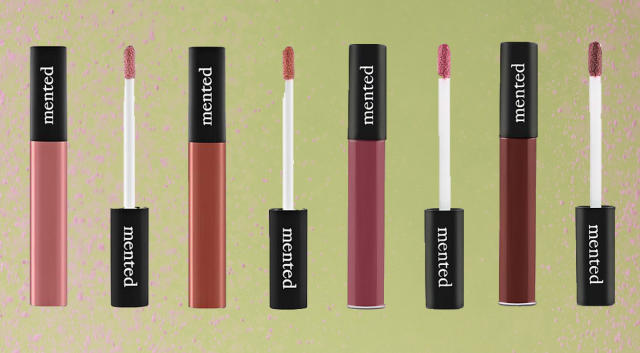 Four Mented lip gloss shades shown with applicator wand.