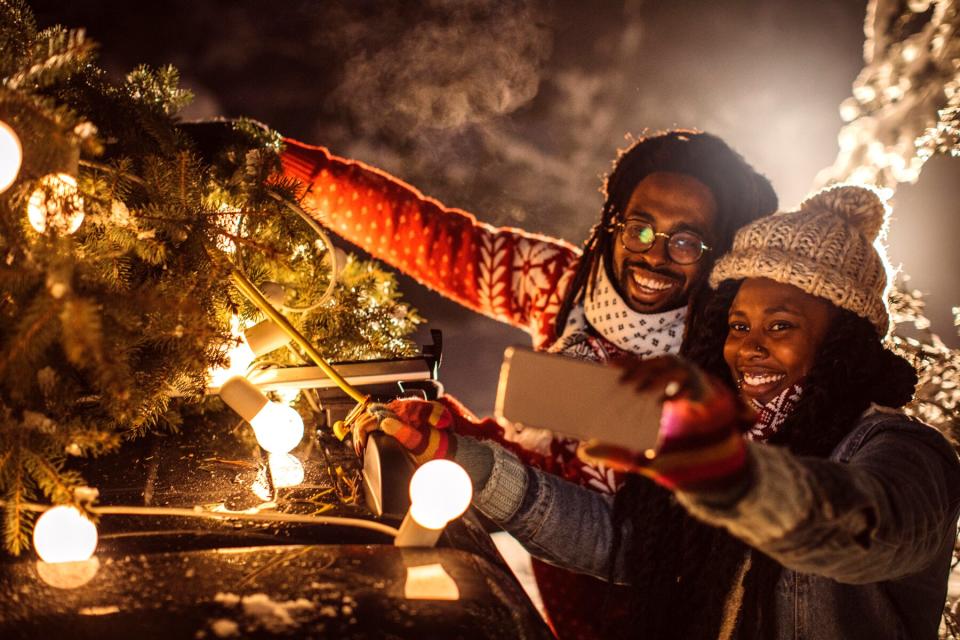 Perfect Christmas tree is arrived, time for selfie