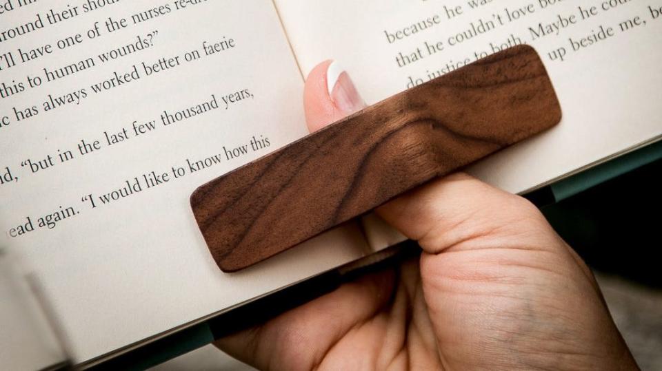 Best gifts for book lovers: PagePal handmade walnut page holder