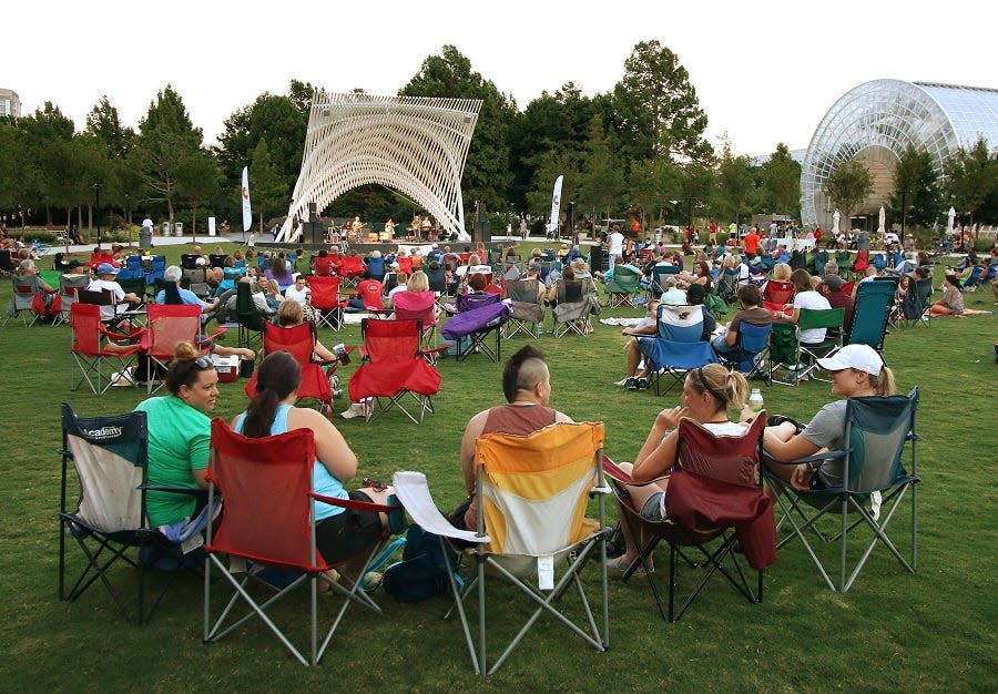 People enjoy the Twilight Concert Series on the Great Lawn of the Myriad Botanical Gardens in this 2015 photo.