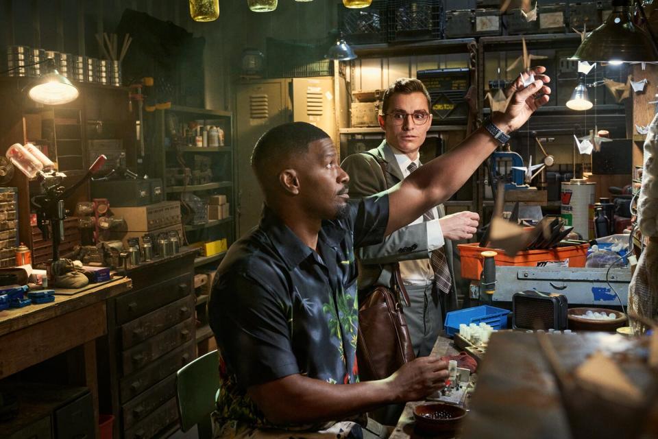 Jamie Foxx as Bud and Dave Franco as Seth in Day Shift