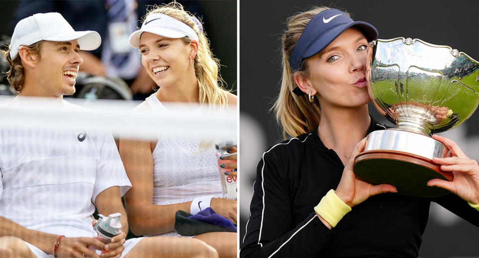 Pictured left, Alex de Minaur and his girlfriend Katie Boulter.