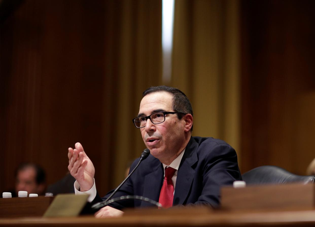 Steven Mnuchin testifies before a Senate Finance Committee confirmation hearing on his nomination to be treasury secretary. (Joshua Roberts: Reuters)