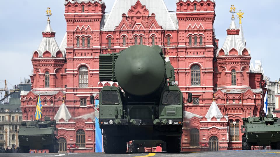 Ceremonial soldiers parade in Red Square. - Sefa Karacan/Anadolu/Getty Images