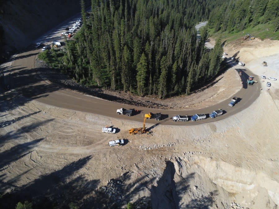 June 25 picture of the reconstruction. Courtesy Wyoming Dept. of Transportation.