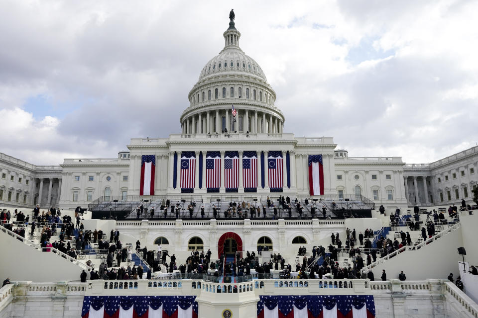 Congressional members and guests arrive for the Presidential Inauguration at the U.S. Capitol in Washington. Source: AAP