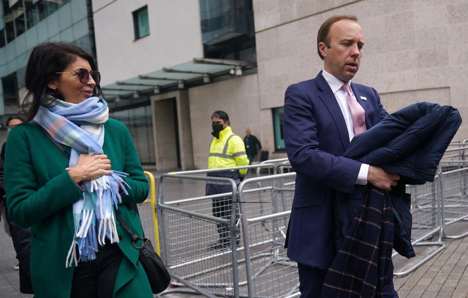 Former health secretary Matt Hancock with adviser Gina Coladangelo (Yui Mok/PA) (PA Wire)