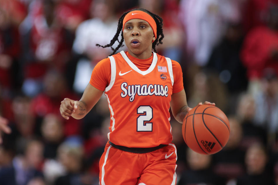 Syracuse's Dyaisha Fair has a chance to move further up the all-time scoring list in the coming weeks. (Nicholas Faulkner/Icon Sportswire via Getty Images)