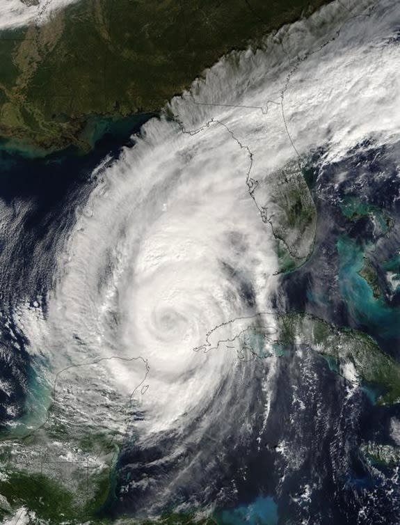 Hurricane Wilma spins toward the Gulf Coast on Oct. 23, 2005.