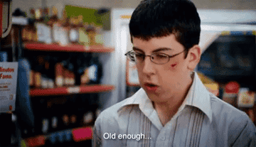 McLovin' trying to buy alcohol.