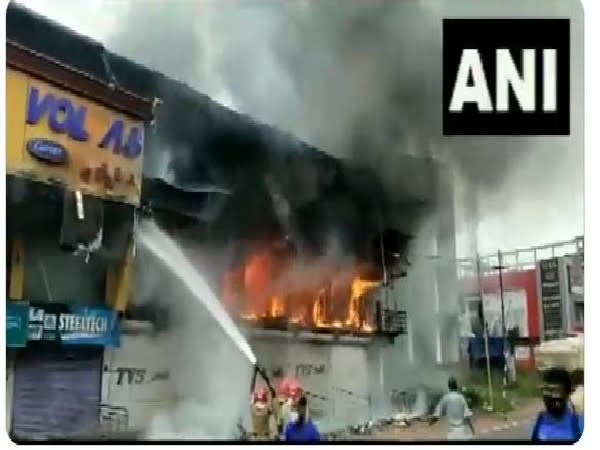 Fire broke out at a godown of a furniture shop in Kannur (Photo/ANI)