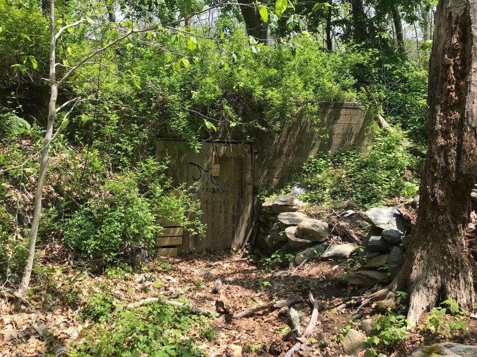 An icehouse built by one of the wealthy estate owners at is overgrown and built into a hillside along the Oakland Forest and Meadow Trail.