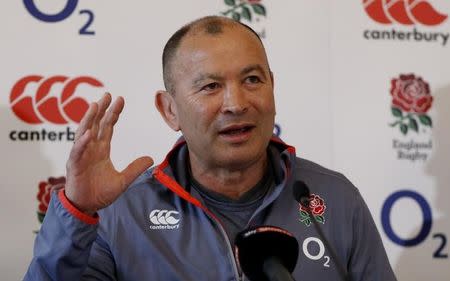 Britain Rugby Union - England Press Conference - Pennyhill Park - 16/3/17 England head coach Eddie Jones during the press conference Action Images via Reuters / John Sibley