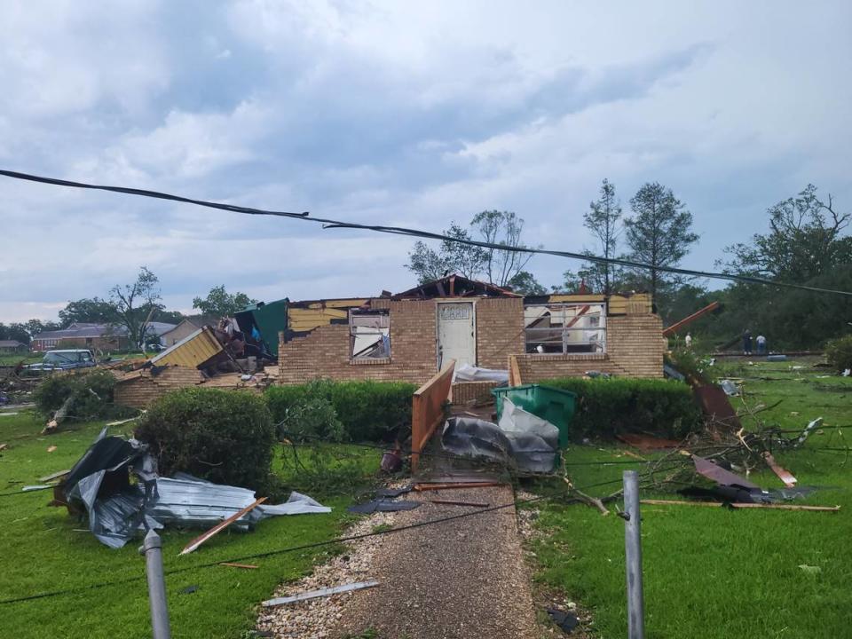 A home on Short Railroad Street in Moss Point was destroyed by a tornado on Monday.