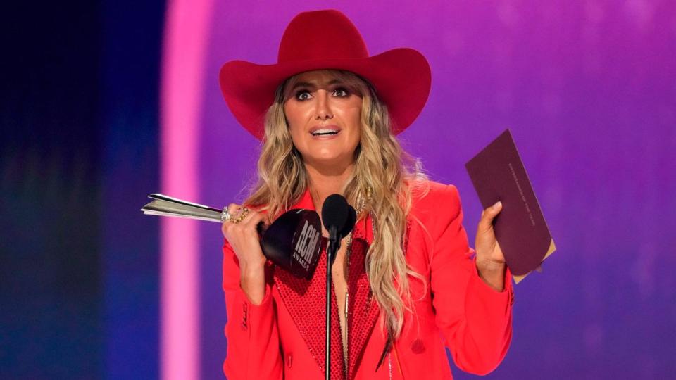 PHOTO: Lainey Wilson accepts the award for female artist of the year during the 59th annual Academy of Country Music Awards, May 16, 2024, at the Ford Center in Frisco, Texas.  (Chris Pizzello/Invision/AP)