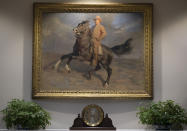 <p>A portrait of Teddy Roosevelt “The Rough Rider” by Tadé (Thadeus) Styka is seen in the newly renovated Roosevelt Room of the White House in Washington, Tuesday, Aug. 22, 2017, during a media tour. (Photo: Carolyn Kaster/AP) </p>