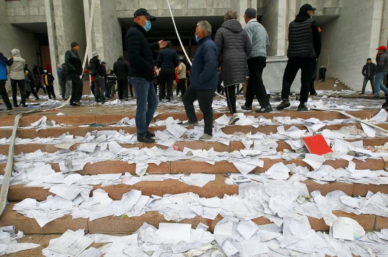 Protest against the results of a parliamentary election in Bishkek