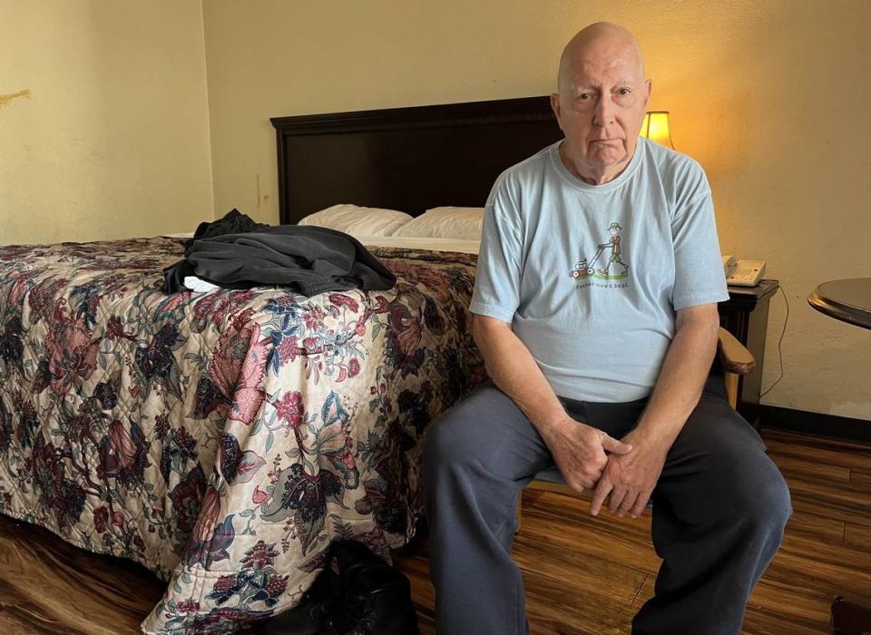 David Semrau has been staying at the Town House Motel in Belleville hotel off and on since early June. He was evicted from a small home on North Fourth Street, where he had lived for 27 years.