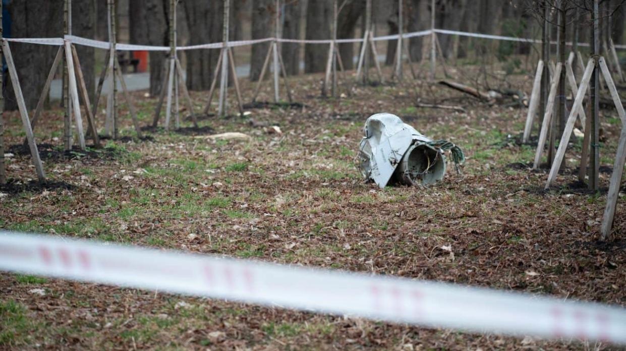 Fragments of a Russian missile in Kyiv on 24 March. Photo: Anadolu via Getty Images