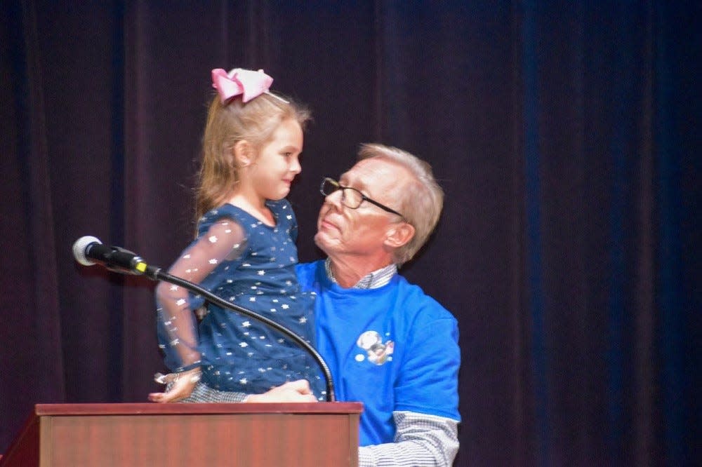 Joe Brady and his granddaughter Alexis at an event for Unicorns & Polka Dots. Brady said that Alexis was the one who came up with the name Unicorns & Polka Dots, which strives to help those with Substance Use Disorder.
