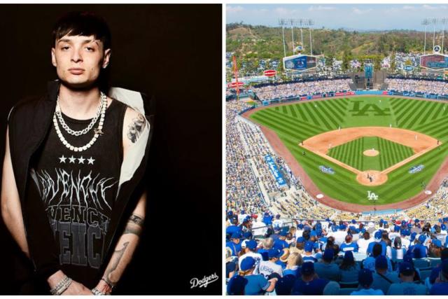 Peso Pluma hizo el primer lanzamiento en el Dodger Stadium