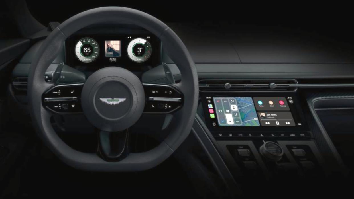  Aston Martin Apple CarPlay interface for 2024. 