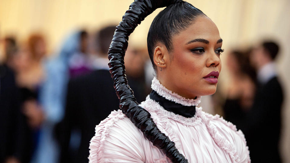 Tessa Thompson�s Stylists Explain Her Avant-Garde Fetish Met Gala Look photo