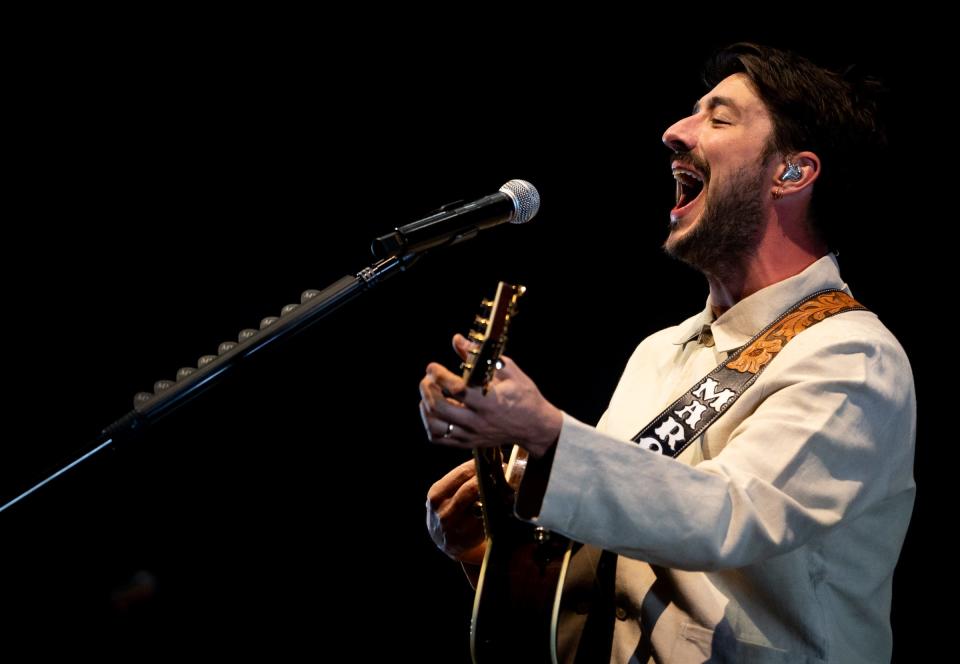 Marcus Mumford of Mumford & Sons performs with the band Sunday at the Austin City Limits Music Festival. They'll be back next week for Weekend Two.