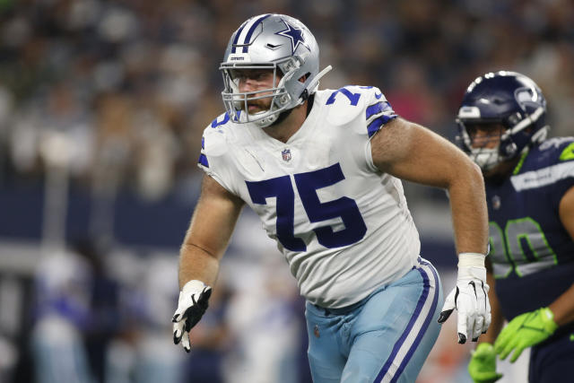 Cowboys OL Josh Ball exits game with hip injury