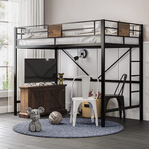 SHA CERLIN Metal Twin Loft Beds Frame