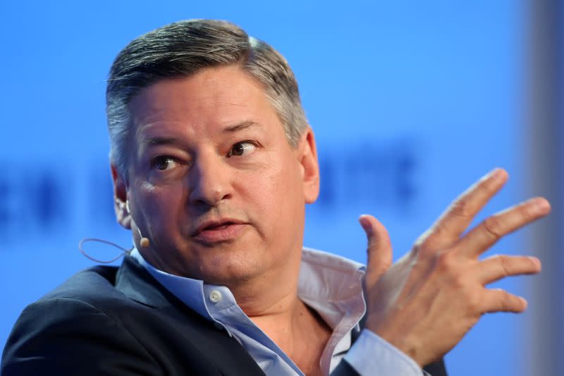 FILE PHOTO: Sarandos speaks during the Milken Institute Global Conference in Beverly Hills