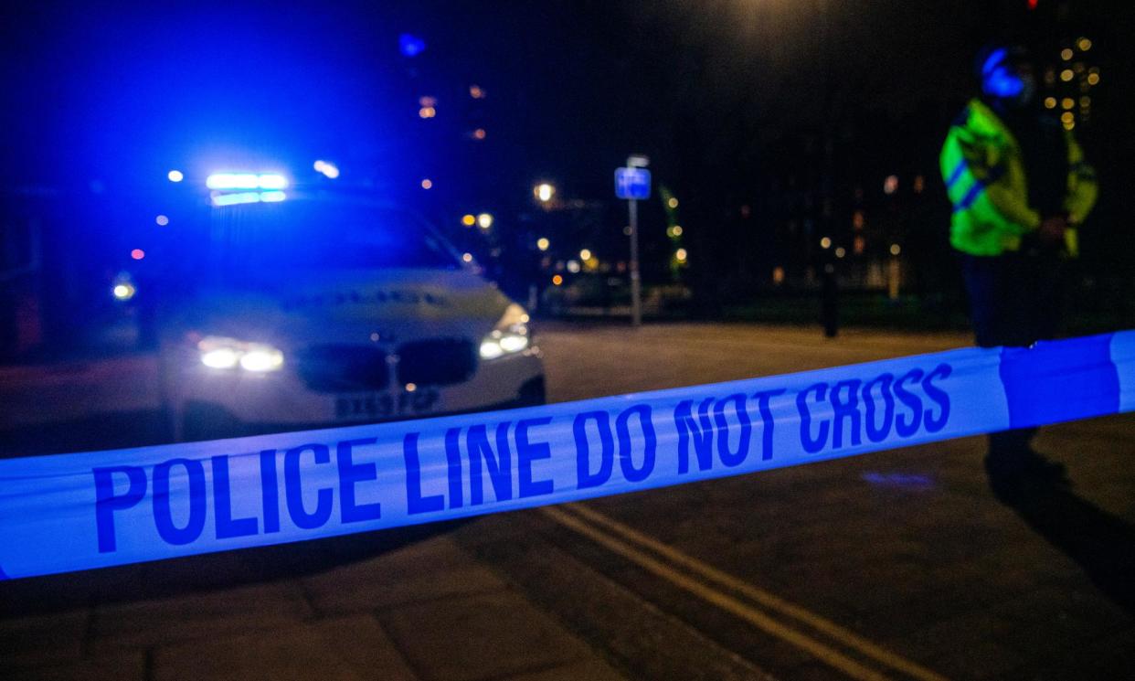 <span>A crime scene remains in place at the address in Duckett Street, east London.</span><span>Photograph: Jill Mead/The Guardian</span>