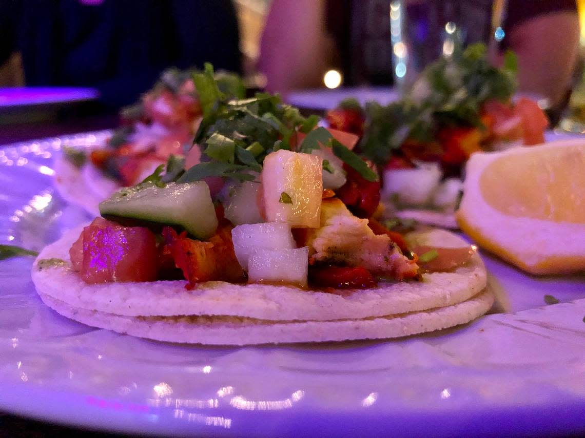 Hop Junction’s tandoori chicken tacos are emblematic of the North Indian restaurant/craft beer bar.