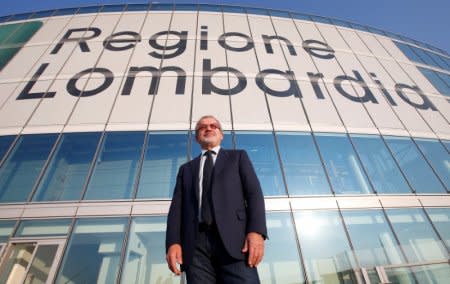 President of Lombardy Roberto Maroni poses outside his office after an interview with Reuters in Milan, Italy, October 12, 2017. Picture taken October 12, 2017. REUTERS/Alessandro Garofalo