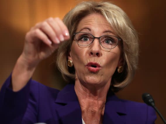 President-elect Donald Trump’s Education Secretary nominee, Betsy DeVos, declined to say that schools should be gun-free zones on Tuesday. (Photo: Getty/Chip Somodevilla)