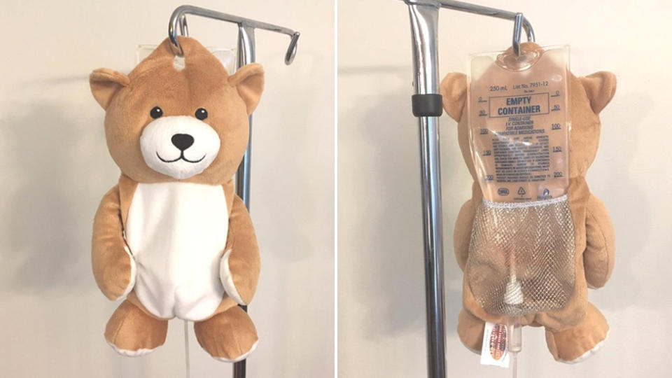 A front and back photo of the Medi Teddy.