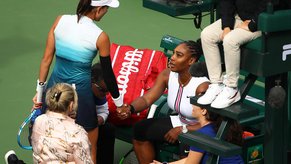 Serena Williams retires hurt. (Photo by Clive Brunskill/Getty Images)