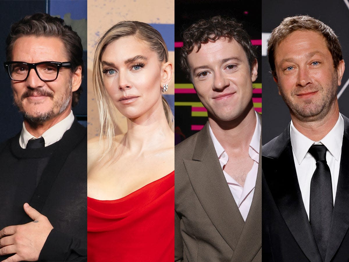 From left: "The Fantastic Four" stars Pedro Pascal, Vanessa Kirby, Joseph Quinn, and Ebon Moss-Bachrach.