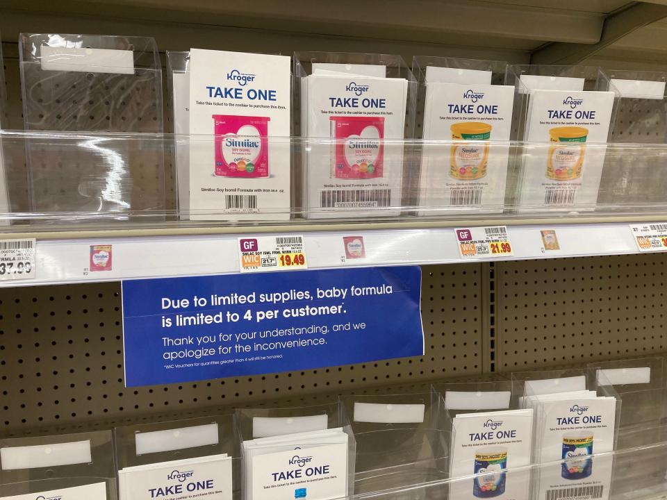 Baby formula shortage at Kroger.